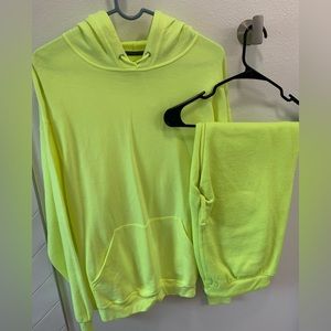 Neon yellow sweatsuit